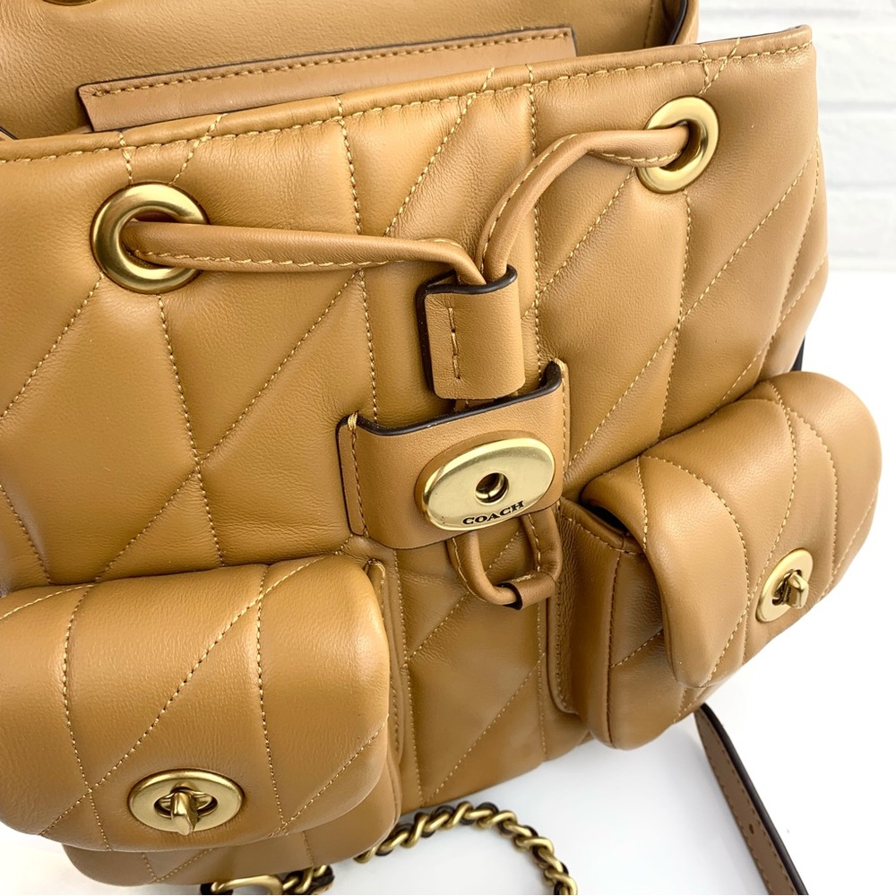Coach Tabby Quilted Leather Convertible Backpack Honey Brown $495 - Picture 11 of 16